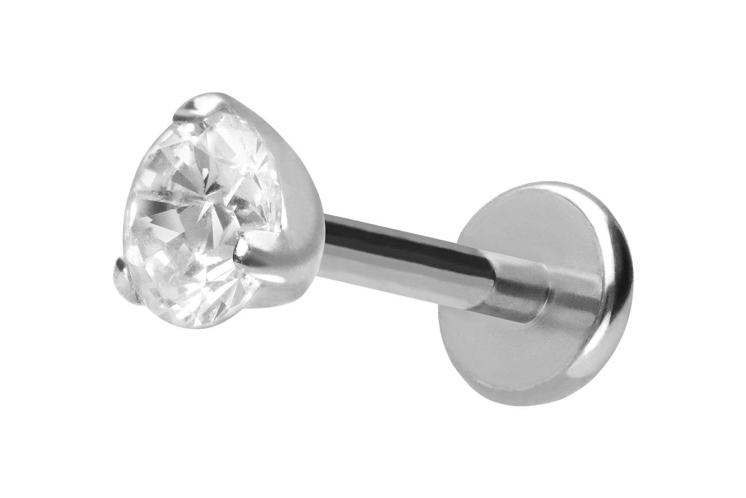 Titan Labret Piercing mit Push Fit EINGEFASSTER KRISTALL